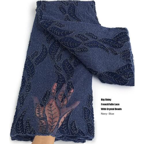 Modern Classic Wine French Lace Beaded Wedding Tulle Lace 5 Yards Lurex Embroidered African Shiny Mesh Big Fabric