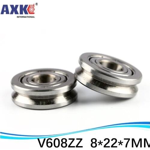 V 608ZZ Outer ring V grooved straightener guide wheel bearings 8*22*7 mm pulley bearings V groove width 1.5 mm V608/22