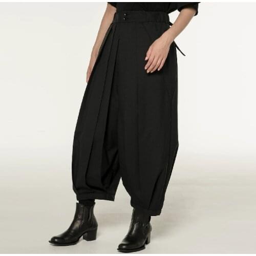 2020 Spring Mens New Fashion Personalized Large size customizatio Pleated closed casual wide-leg pants