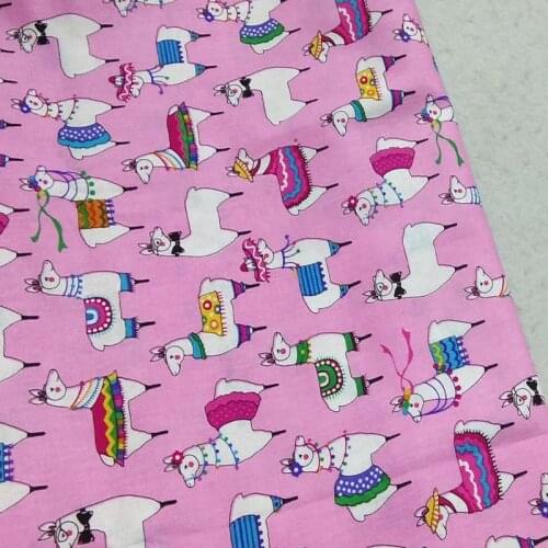 Viaphil 100% Cotton Fabric Brand New Pink Cartoon Alpaca Printed Sewing Cloth Dress Clothing Textile Tissue