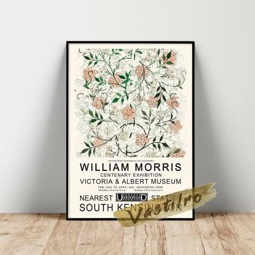 William Morris Museum Exhibition Poster, Morris Jasmine Art Prints, Vintage Plant Floral Wall Picture, William Flower Leaf Mural