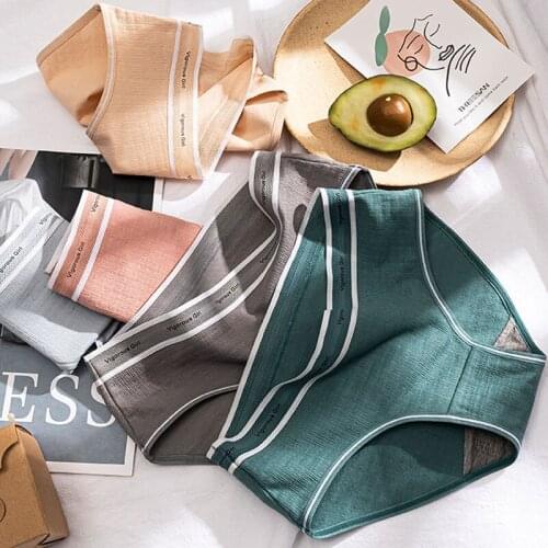 Wasteheart New Women Fashion Green Yellow Cotton Mid Waist Seamless Panties Underwear Lingerie Women Briefs Underpants M L XL