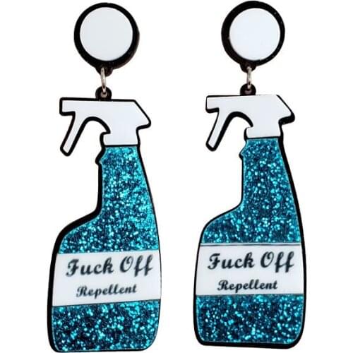 Funny 4 Colors Glittery Repellent Spray Bottle Earrings For Women Hiphop/Rock Acrylic Drop Earring 2019 New Jewelry