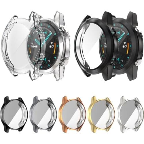 Plating Shell TPU Case For HUAWEI WATCH GT 2 46mm 42mm Silicone HD Full Screen Protection Cover for GT2 Sport Classic Edition