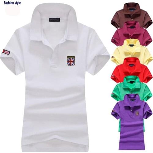 High Quality 100% Cotton Summer New Womens Short Sleeve Polos Shirts Casual Ladies Lapel Tees Fashion Slim Female Tops S-4XL