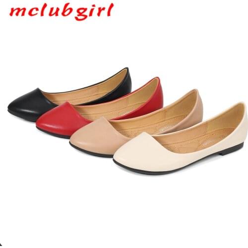 Mclubgirl Womens Flat Pointed Flat Shoes Style Fashion Shallow Mouth Large Size Casual Shoes WZ-M001-6
