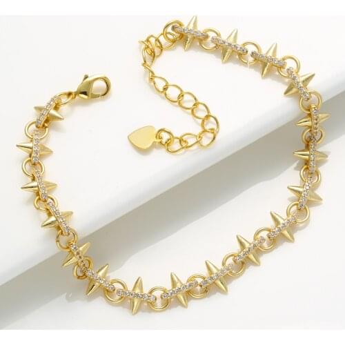 ZHUKOU Brass Gold color bullet bracelet CZ crystal 18K gold plated New trendy women Creative Bracelet Jewelry wholesale VL98