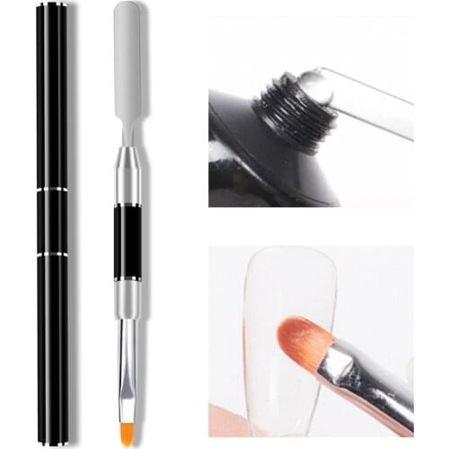 1PC Dual Ended Nail Art Acrylic UV Gel Extension Builder Flower Painting Pen Brush UV Gel Remover Spatula Stick Manicure Tool