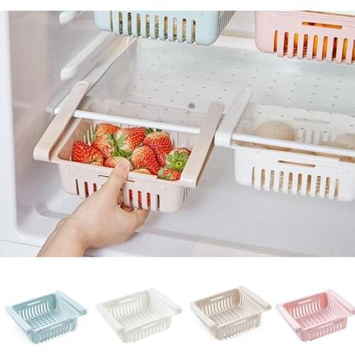 1 Pc Refrigerator Storage Rack Multi-purpose Slide Drawer Shelf Plate Layer Fridge Freezer Shelf Holder Kitchen Drainer Rack