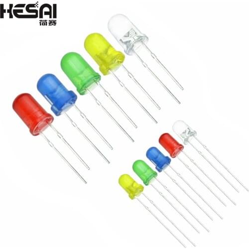 10Pcs/lot 3MM 5MM Led Kit Mixed Color Red Green Yellow Blue White Light Emitting Diode