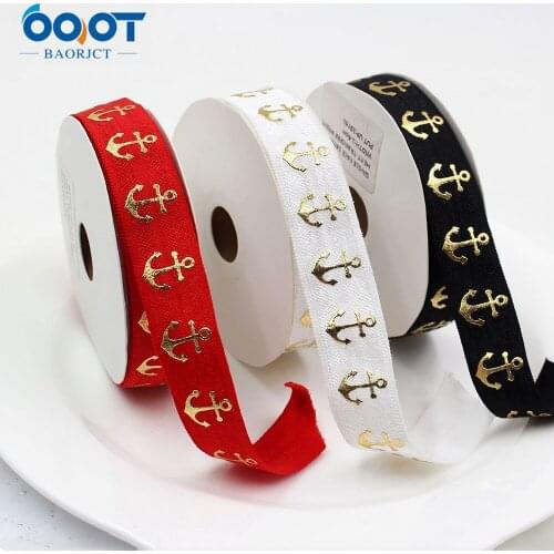 5yds,5/8" Hot gold Anchor Over Elastic Stretch Foldover FOE Elastics for Hair Ties Headbands Hair Bow Clip,E-20514-1057