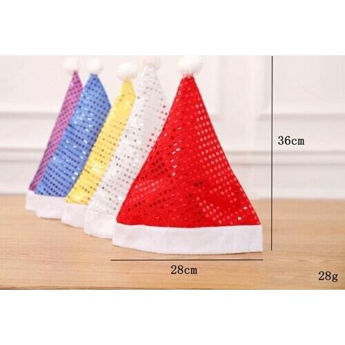600pcs/lot 28*36cm Sequin Xmas Hat Santa Christmas Adult Cap Christmas Hat Christmas Party Supplies Decoration Decor