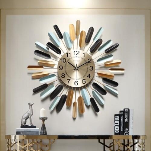 American Wrought Iron Sun Shape Wall Clocks Wall Hanging Crafts Decoration Home Livingroom Wall Mural Ornaments Wall Sticker