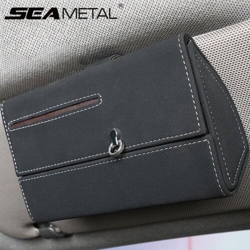 Car Sun Visor Storage Bag Auto Sun Visor Clips Glasses Support Universal Interior Sunglasses Box Card Holder Auto Accessories