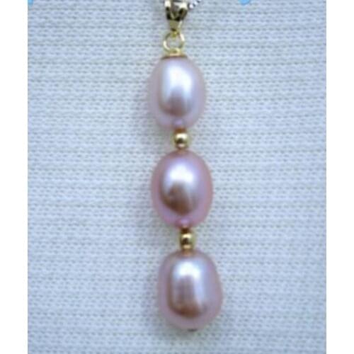 Free shipping >>>>noble jewelr pink-AAA-11X9-mm-natural-14k-pearl-south-China-sea-pendant-necklace