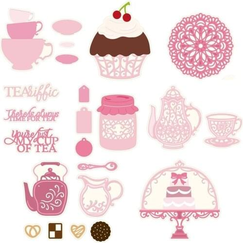 Teacups Cupcakes Layered Jam Jar TeaPot Cup Coaster Biscuits Cake Metal Cutting Dies for DIY Scrapbooking Cards Crafts New 2019