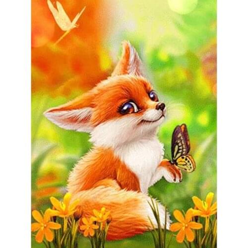 DIY Cute Fox Diamond Embroidery Animals Series Drill Painting Cross Stitch Full Square Acrylic Mosaic Picture Home Decor Gift