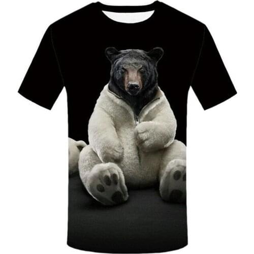 Bear T-shirt male animal T-shirt punk rock funny T-shirt hip hop T-shirt 3d T-shirt black cool male costume summer 2018 new