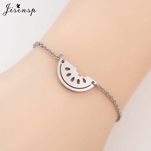 Jisensp Stainless Steel Bracelet Summer Style Lovely Watermelon Charm Bracelet Fashion Jewelry for Women Girls Party Gift