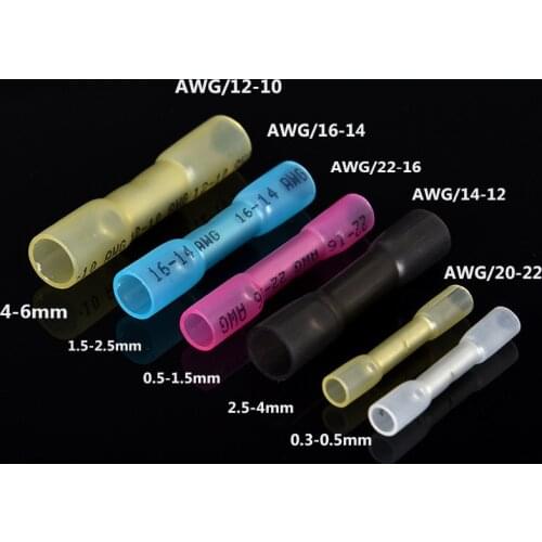 Crimp Terminal Sealing Kit with Heat Shrinkable Sleeve, Joint Cable Connector Waterproof 12-10/4-6mm/22-16/0.5-1.5mm Square