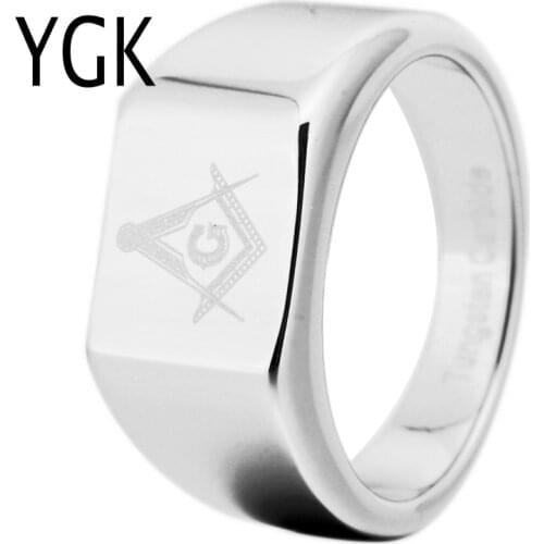 Masonic Ring YGK Brand 12MM Width Tungsten Carbide Masonic Master With Freemason Design Ring for Man and Womans Wedding