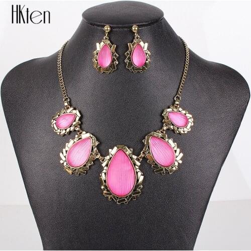 MS17738 Fashion Jewelry Sets Antique Pink Necklace Womans Necklace Earring Set 2014 New High Quality Party Gifts