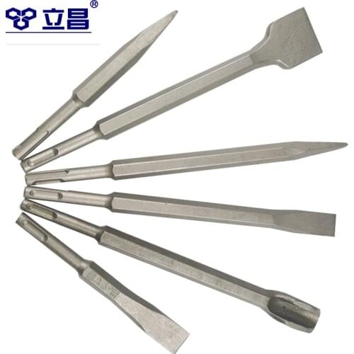 LICHANG 6pcs Sds Plus Chisel Drill Bits Set Tools Electric Hammer Concrect Wall Power Tools Groove Opening Tip 250mm
