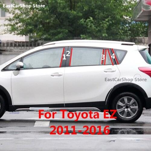 Car Window B C Center Pillar Sticker Carbon Fiber Black PC Decorative Central Strip for Toyota EZ 2016 2015 2014 2013 2012 2011