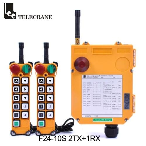 Multiple Control Operation System F24-10S 1 Steps 10 Bushbuttons Industrial Crane Radio Remote Controller With 2 Senders 1 RX