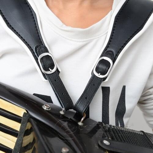 New adjustable accordion strap black and white 120 bass leather strap 96/80 bass leather widened thickening