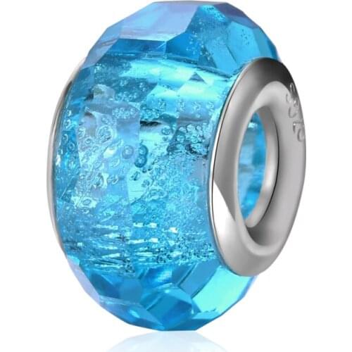 New Necklace Bracelet Silver Color Blue Glass Beads Series Boutique DIY Accessories For Women P2070