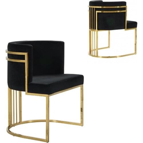 New Arrival Silver Stainless Steel Dining Chair Velvet Restaurant Chair