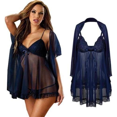 New Perspective low-cut lace straps Full Slips three-piece shawl large yards Sexy lingerie ladies transparent erotic costumes
