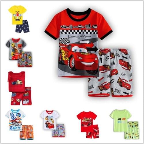 New boy short-sleeved car summer suit air-conditioning suit cartoon pajamas cotton home service