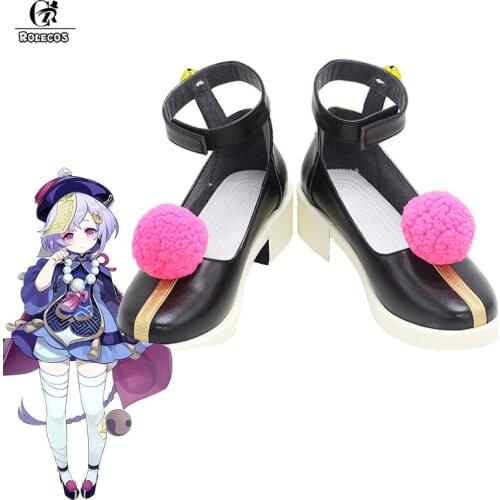 ROLECOS Game Genshin Impact Qiqi Cosplay Shoes High Heels Shoes For Women Qiqi Cosplay Halloween Shoes