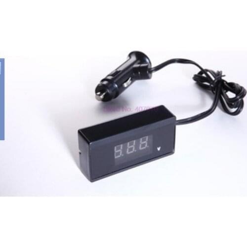 By DHL or Fedex 50pcs 12V/24V Mini Auto Digital LED Voltmeter Car Voltage Gauge Battery Meter with Cigarette lighter