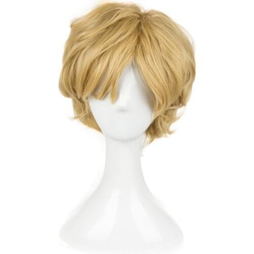 Sailor Moon Sailor Uranus Tenoh Haruka Short Wig Cosplay Costume Linen Blonde Heat Resistant Synthetic Hair Wig + Hairnet