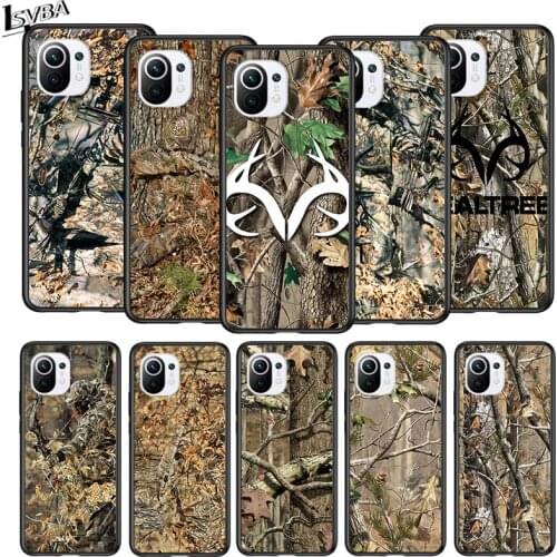 Real Tree camouflage for Xiaomi Mi 11 10T Note10 Ultra 5G 9 9T SE 8 A3 A2 A1 6X Pro Play F1 Lite 5G Black Phone Case