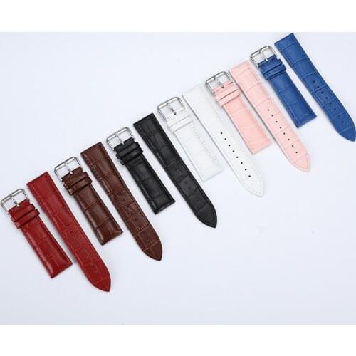 13 14 15 16 17 18 19 20 22 mm Genuine leather watchband watch belt strap wristwatches band female red white black