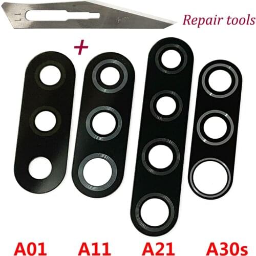 2Pcs，Repair Rear Back Camera Glass Lens For Samsung A01 A11A31 A41 A51 A71 A10S A20S A30S A50S A70S With Ahesive +Tools