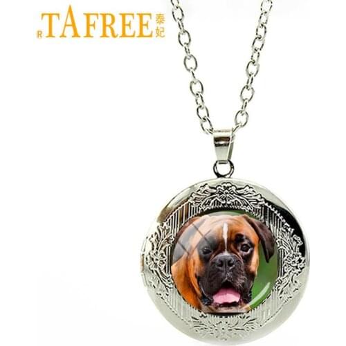 TAFREE new locket pendant dog necklace boxer poodle collie sheepdog men women dog lover gifts photo jewelry DG21