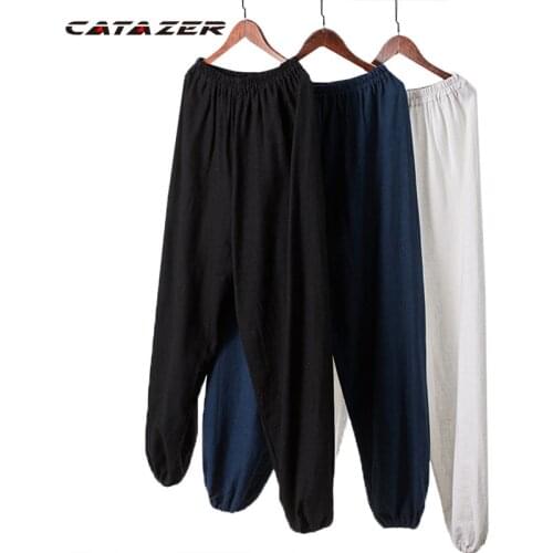 Thick Cotton Tai Chi Kung Fu Pants Shaolin Taoist Martial Arts Wushu Trousers High Quality Linen Elastic Waist Kung Fu Pants