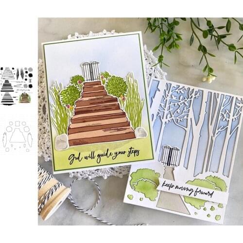 Grass Stairs Metal Cutting Dies and Stamps DIY Scrapbooking Card Stencil Paper Cards Handmade Album Stamp Die Sheets