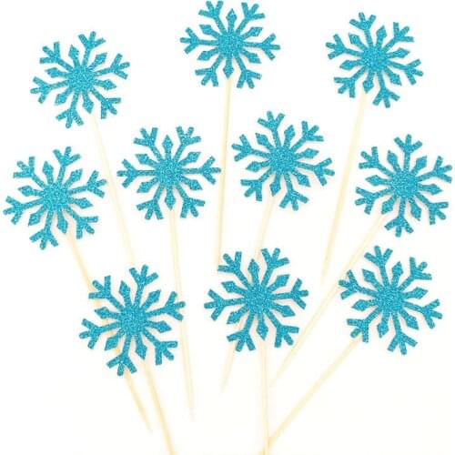 20Pcs Snowflake Cupcake Topper Cake Top Flag Baby Girl Frozen Birthday Party Decoration Kids Christmas Cake Supplies Accessories
