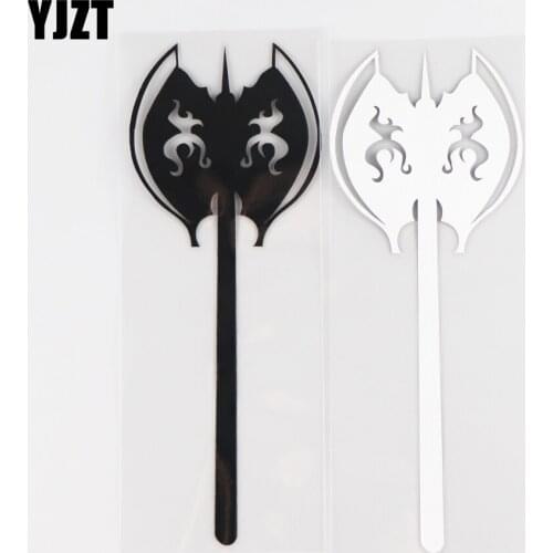 YJZT 16.7CM×6.3CM Personalized Weapon Double Sided Axe Creative Car Sticker Vinyl Decal Decorative Pattern 1C-0022