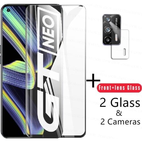 4-in-1 2.5D Tempered Glass For Realme GT Neo Glass For Realme C25 C21 C11 C15 Screen Protector Len Film For Realme 8 7 X7 Pro
