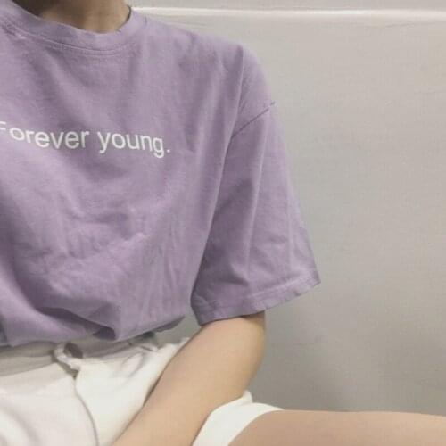 T-shirt Women Short Sleeve All-match Letter O-Neck Simple Korean Style Loose Womens High Quality Summer Students Female Clothing