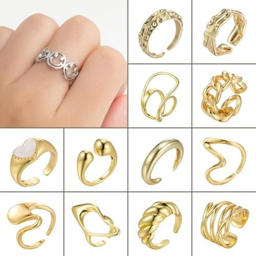 Hiphop Smiley Geometric Rings for Women Anillos Mujer Gold Ring 2021 Trend Jewelry Party Bagues Girls Bohemian Accessories Gifts