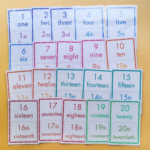 20pcs Baby1-20 Number English Learning Word Card Games Montessori Baby Flash Cards Educational Toys for Children kids