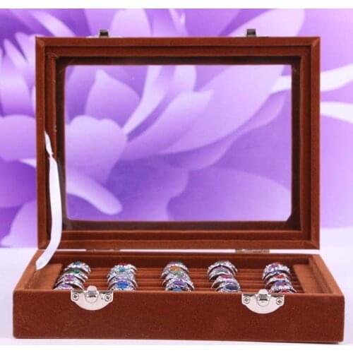 Fashion 1 Pcs Exquisite Practical Fine Ring Storage Ear Display Box Jewelry Organizer Holder Transparent Window Show Case